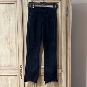 Black Embroidered side strip mother jeans
